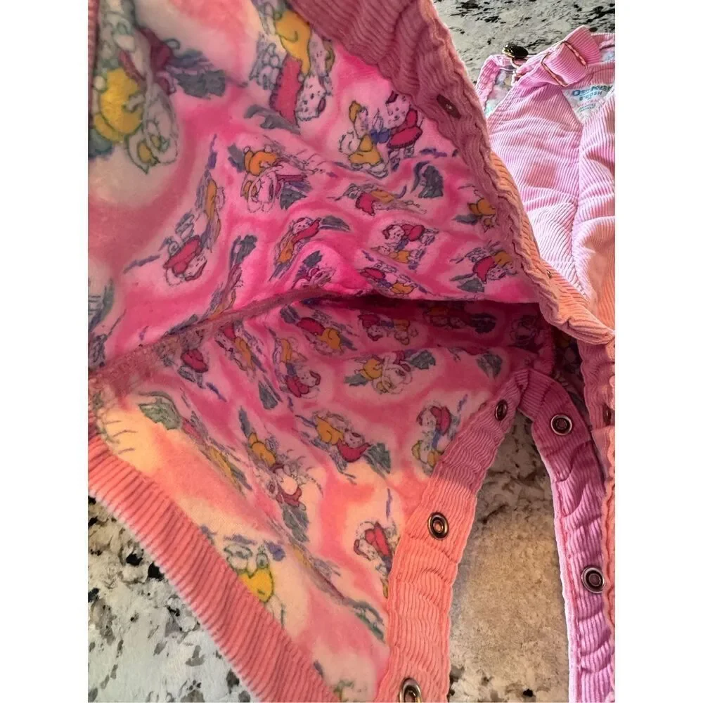 Oshkosh B’gosh Vintage Pink Corduroy Overalls Vestbak Cotton Blend 12 Months